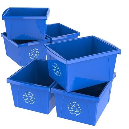 HOME IMPROVEMENT 4 gal Recycle Bin; Blue - Pack of 6 HO1417577